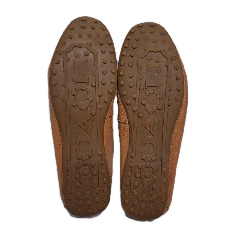 Coach Fredrica Pebbled Leather Driving Loafers Womens 8.5 Tan Gold Logo A5175 - Picture 11 of 11